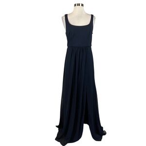Adrianna Papell Women's Formal Dress Size 6 Blue Crepe and Chiffon Long Gown